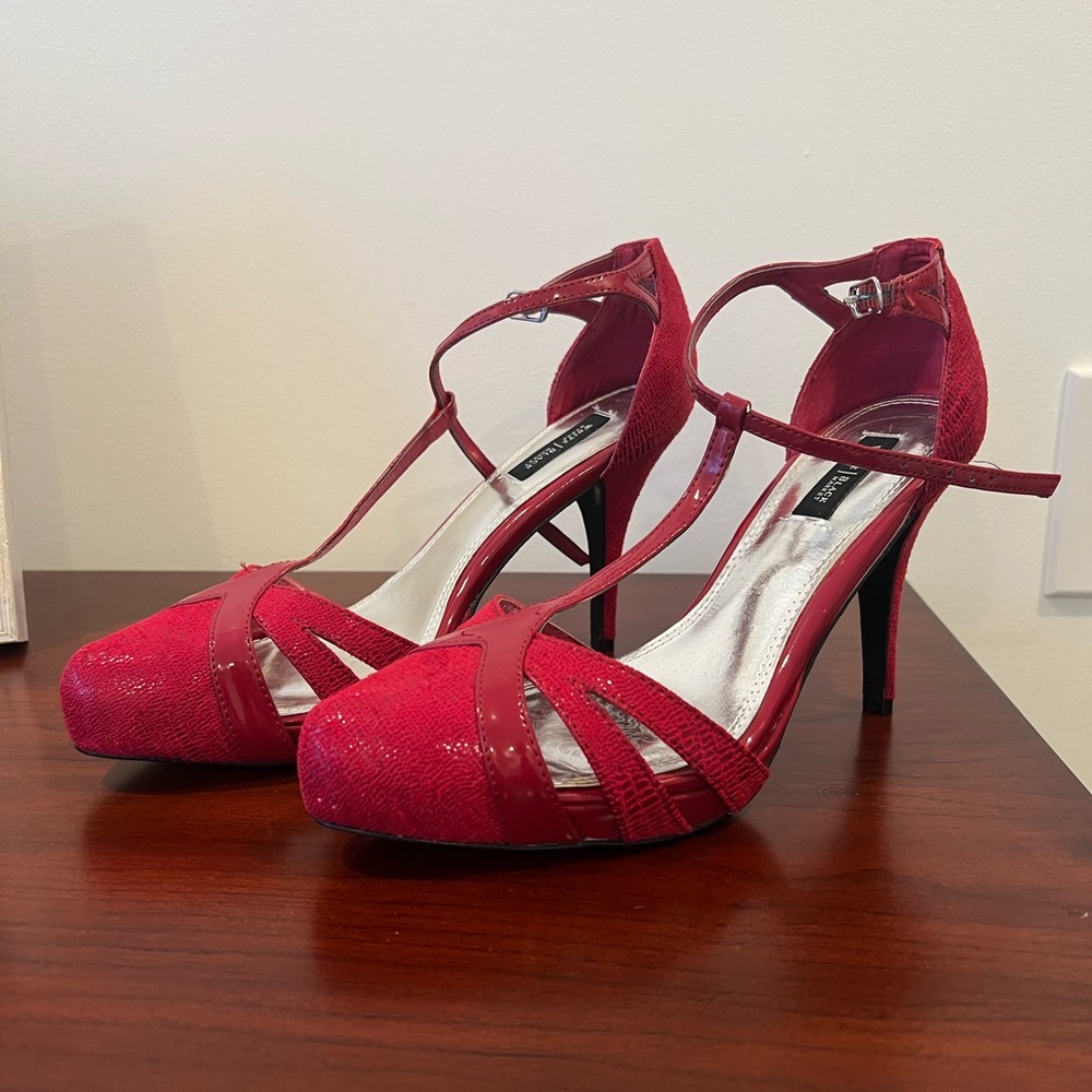 White House Black Market red t-strap pump size 9.5 like new! Box included.